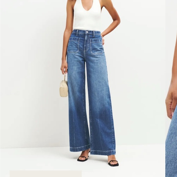 Reformation Denim - Reformation High-Rise Wide-Leg Jeans in Medium Blue
